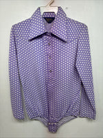 New Women’s Panhandle Slim Purple Body Suit Long Sleeve Button Up Medouk LL-64