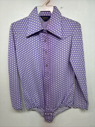 New Women’s Panhandle Slim Purple Body Suit Long Sleeve Button Up Medouk LL-64