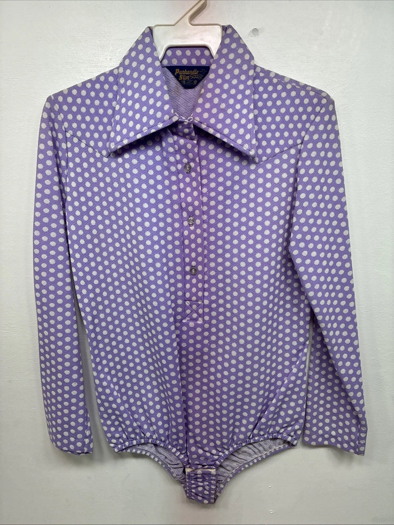 New Women’s Panhandle Slim Purple Body Suit Long Sleeve Button Up Medouk LL-64