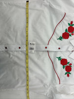 New Women’s Country Charmers White Rose Long Sleeve Pearl Snap Medium LL-55