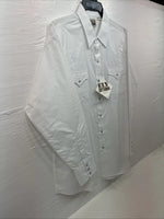 New Men’s ELY Cattleman White Long Sleeve Pearl Snap 17.5 X 35 XL R-45