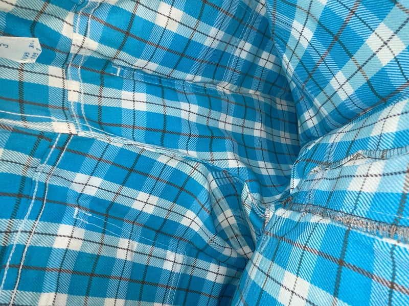 New Vintage Blue Plaid Prior Polyester Pants #C18530 VV-20