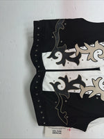 New Women’s 1849 Authentic Ranchwear White Black Show Vest Large E-604