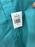 New Men’s ELY Cattleman Teal Short Sleeve Pearl Snap 16 Large CC-24