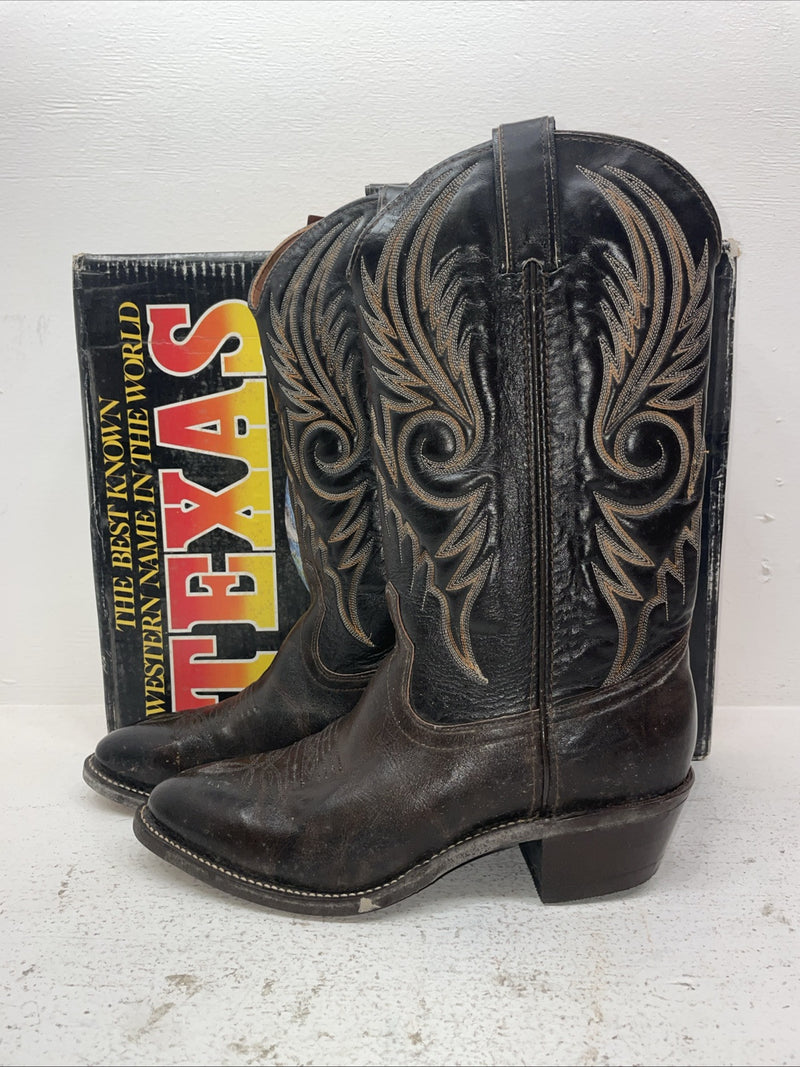 New Men’s Brown Texas Brand Cowboy Boots. 7901 10.5 10 1/2 D. 7-110