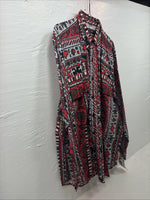 New Men’s GunSmoke Red Designed Long Sleeve Button Up Medium V-94