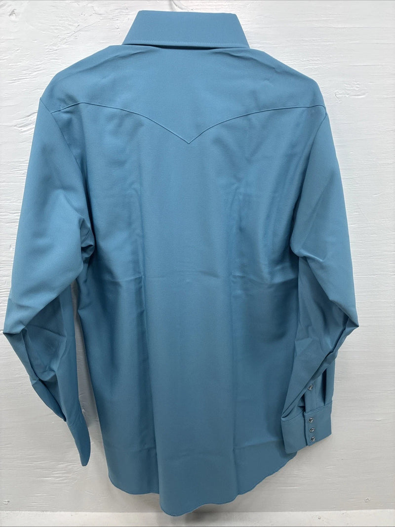 New Men’s Panhandle Slim Blue Long Sleeve Pearl Snap 16 X 34 Large M-30