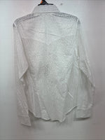 New Women Cumberland White Cheetah Print Long Sleeve Pearl Snap Medium LL-9