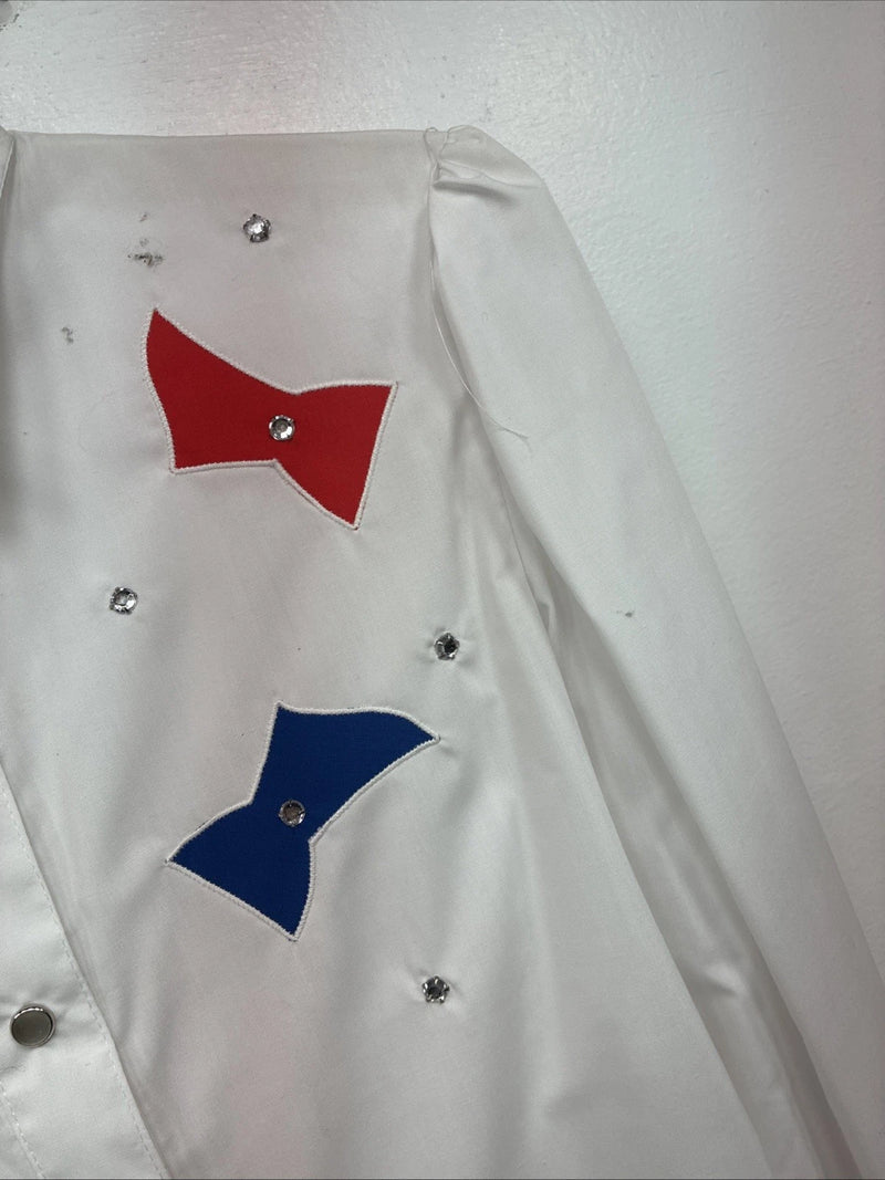 New Women’s H Bar C White Design Long Sleeve Pearl Snap Size 12 KK-108