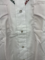 New Women’s Champion Western White Design Long Sleeve Pearl Snap 16 MM-42