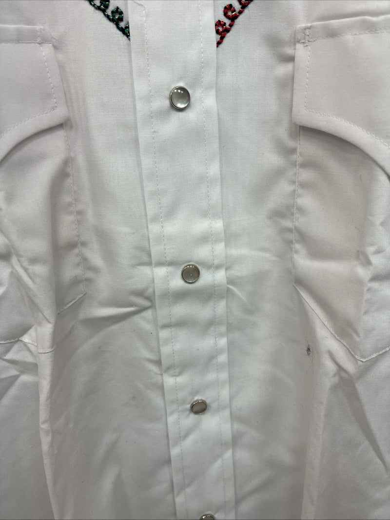 New Women’s Champion Western White Design Long Sleeve Pearl Snap 16 MM-42