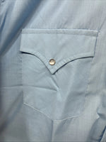 New Men’s ELY Cattleman Blue Short Sleeve Pearl Snap 16 Large AA-107