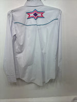 New Women’s Country Charmer White Design Long Sleeve Pearl Snap Medium LL-4