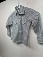 New Kids ELY Cattleman Blue Stripe Long Sleeve Pearl Snap Size 4 YY-62