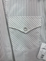 New Kids White Horse Gray Stripe Long Sleeve Pearl Snap Medium DD-54
