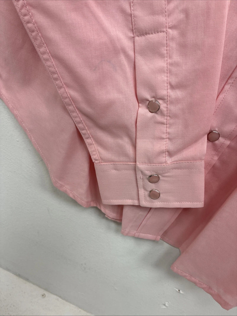 New Women’s White Horse Pink Gem Long Sleeve Pearl Snap Medium LL-60