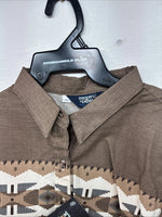 New Women’s Brooks & Dunn Tan Design Long Sleeve Pearl Snap XL II-24 