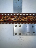 New Brown Genuine Leather Longhorn Tooled 32” Belt #82828 Z-93