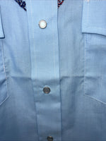 New Men’s Blue Champion Pearl Snap Western Long Shirt. 15.5 X 34 Medium A-177