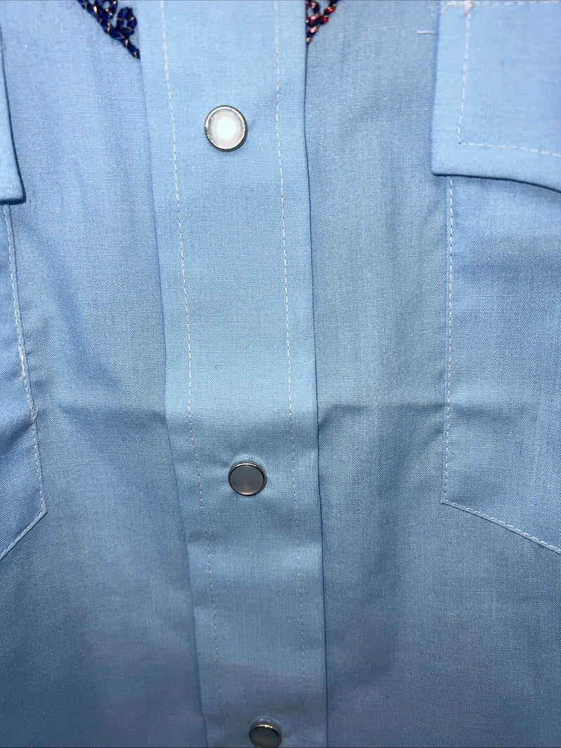 New Men’s Blue Champion Pearl Snap Western Long Shirt. 15.5 X 34 Medium A-177