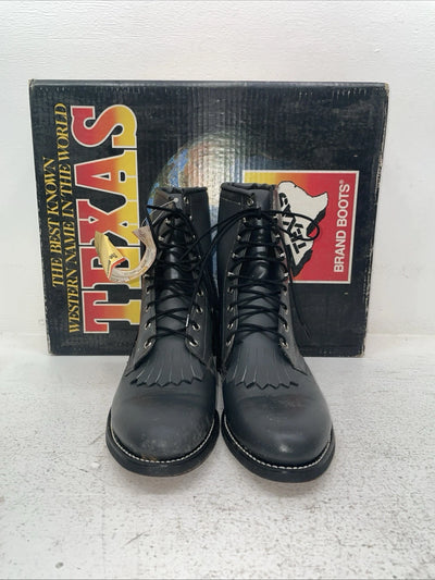 New Men’s Gray Lace Up Texas Brand Cowboy Boots. 8852 9 E E. 3-35