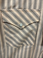 New Men’s White Horse Yellow Black Stripe Short Sleeve Pearl Snap XL T-10