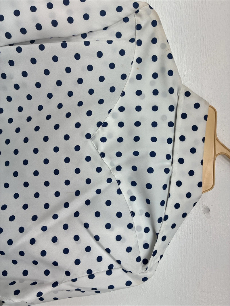 New Women’s Dickson Jenkins White Polkadot Long Sleeve Pearl Snap Size 32 KK-59