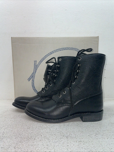 New Youth Black Lace Up A Jama Product Cowboy Boots. Y 5110 G. 2-111