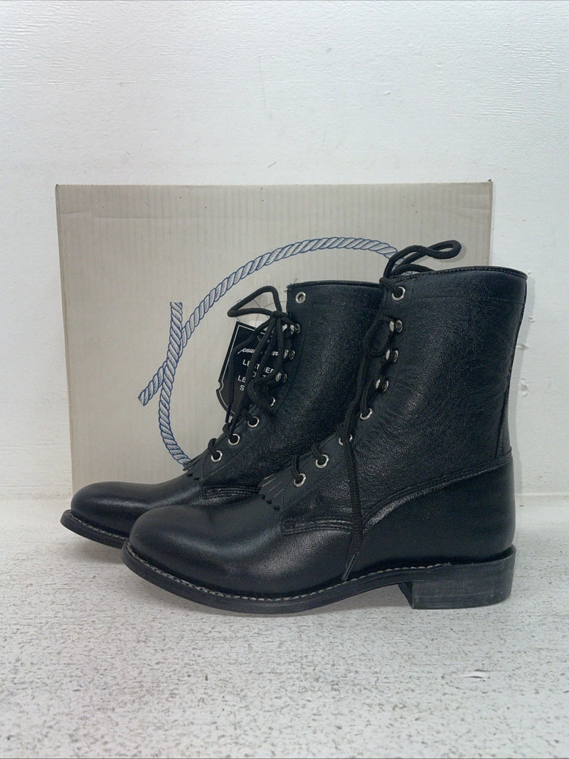 New Youth Black Lace Up A Jama Product Cowboy Boots. Y 5110 G. 2-111