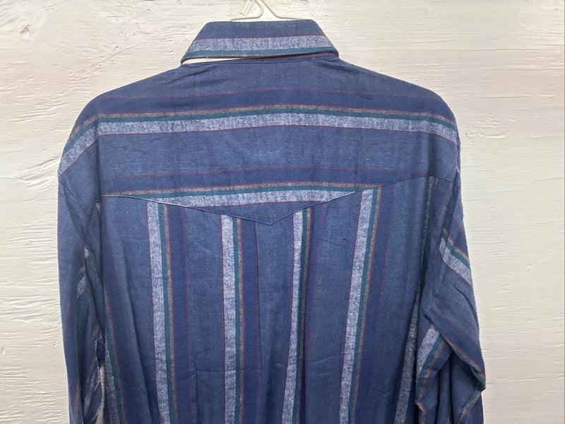 New Men’s ELY Cattleman Purple Stripe Western Long Sleeve Pearl Snap XL R-56