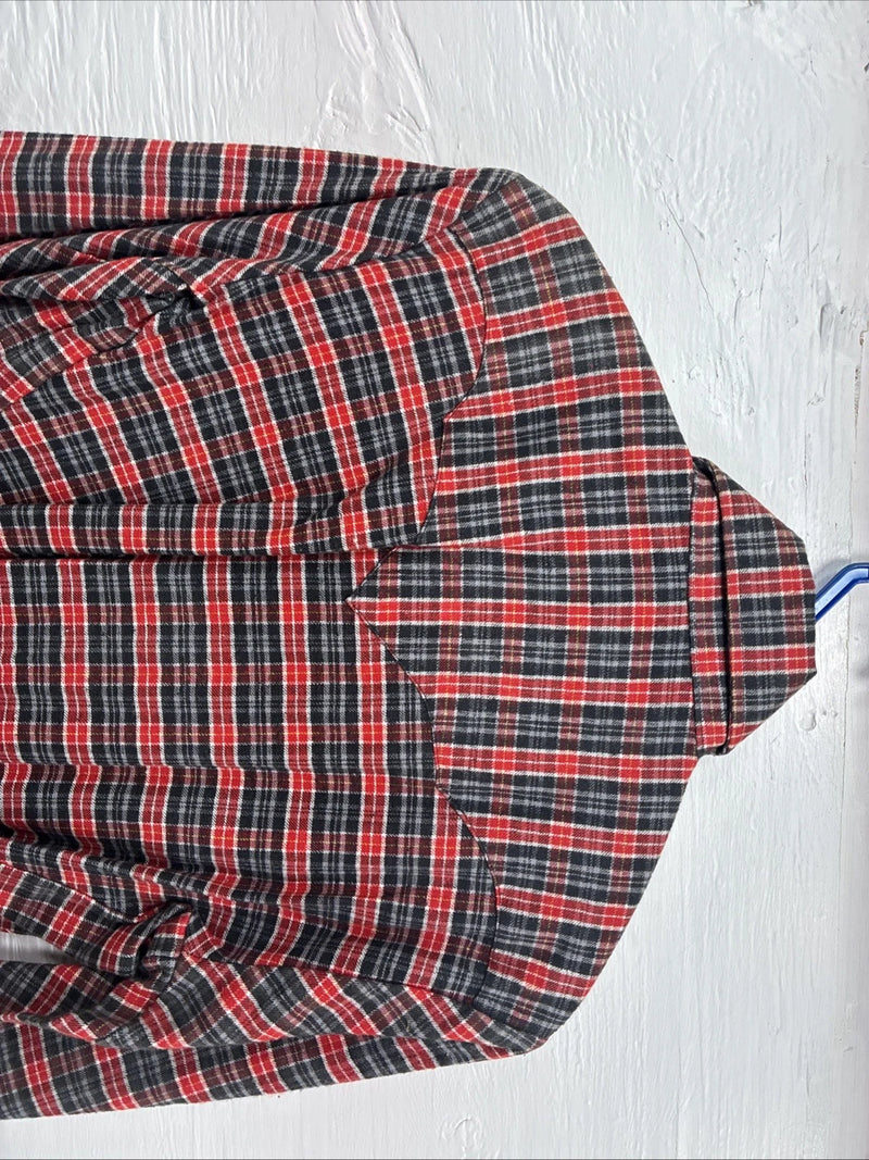 New Kids Panhandle Slim Red Plaid Long Sleeve Pearl Snap Size 10 CC-96