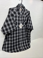 New Men’s ELY Cattleman Black White Flannel Short Sleeve Pearl Snap 4XL E-78