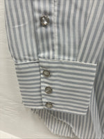 New Men’s H Bar C Blue White Stripe Long Sleeve Pearl Snap 16 X 33 Large R-29