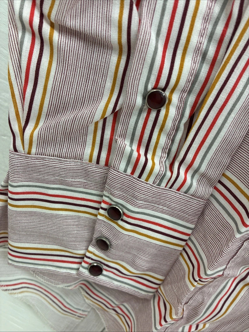 New Men’s Tem Tex Pink Stripe Long Sleeve Pearl Snap 15 Medium X-44