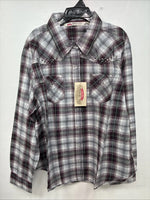 New Women’s Cumberland Purple Plaid Long Sleeve Pearl Snap 2XL GG-32