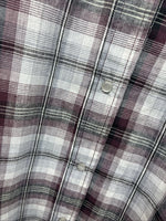 New Women’s Cumberland Purple Plaid Long Sleeve Pearl Snap 2XL KK-78