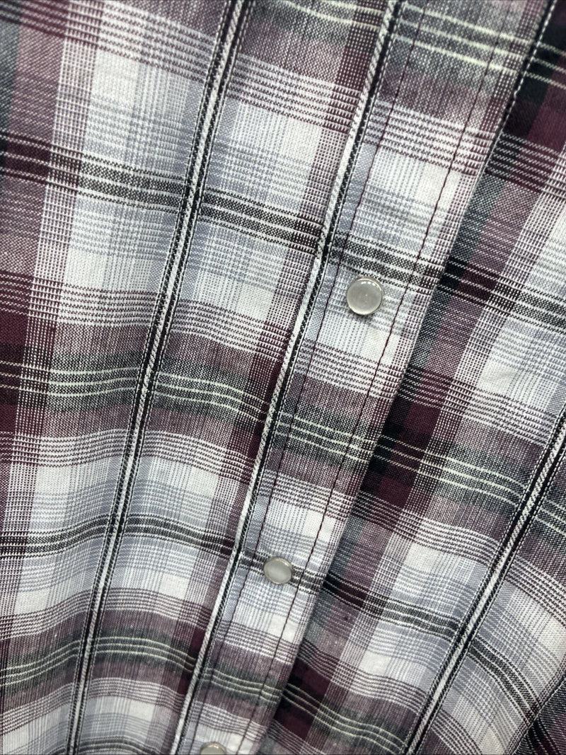 New Women’s Cumberland Purple Plaid Long Sleeve Pearl Snap 2XL KK-78