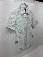 New Men’s Champion Western White Floral Short Sleeve Pearl Snap 14 Small AA-96