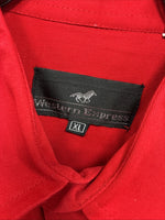 New Men’s Western Express Red Simple Long Sleeve Pearl Snap XL O-41