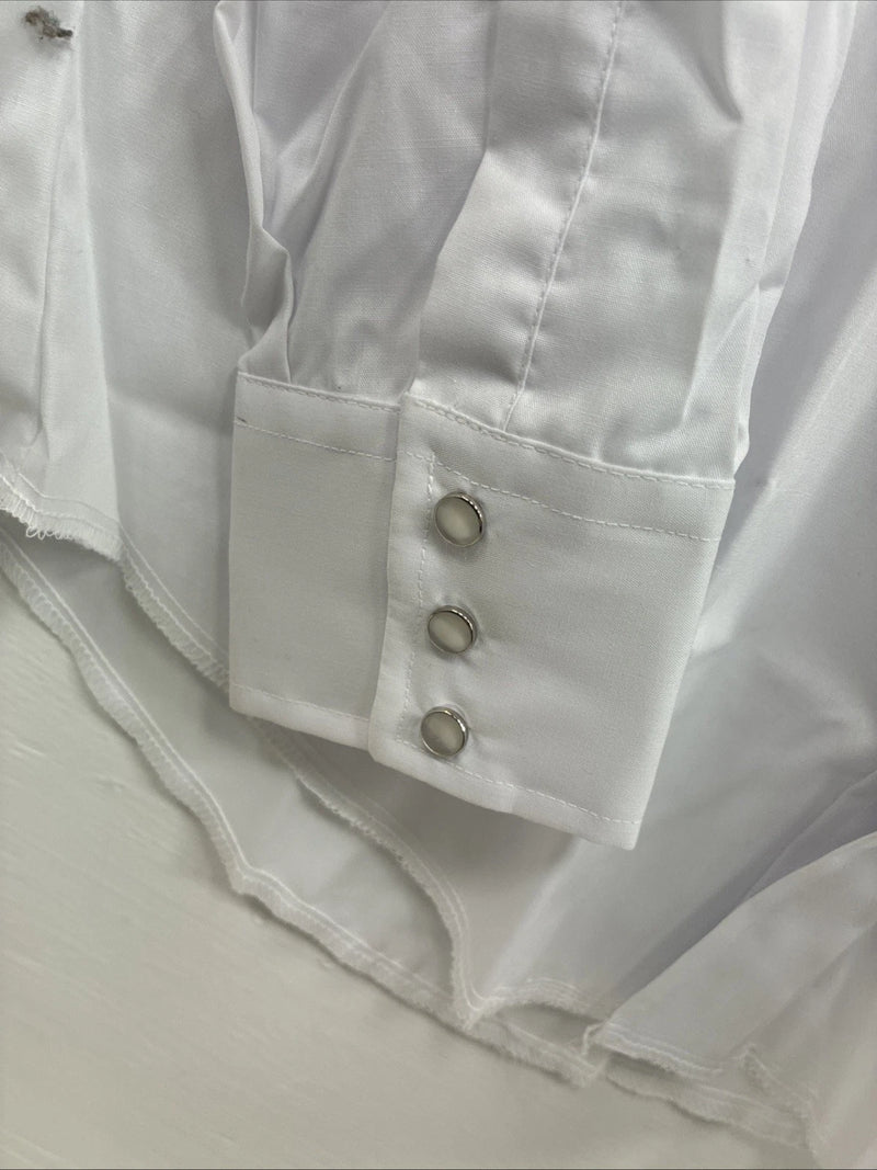 New Kids Champion Western White Long Sleeve Pearl Snap Size 16 CC-117