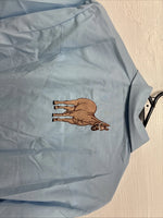 New Men’s ELY Wildlife Blue Horse Design Long Sleeve Pearl Snap Small AA-8