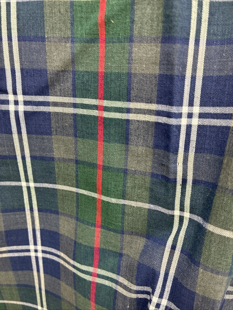New Men’s ELY Plains Green Plaid Long Sleeve Pearl Snap 14.5 Small X-34