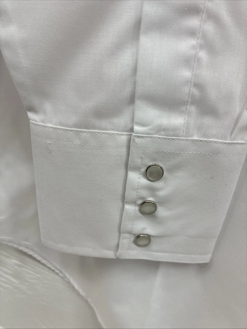 New Men’s ELY Cattleman White Simple Long Sleeve Pearl Snap 17 XL O-65