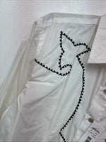 New Women’s White horse White Design Long Sleeve Pearl Snap Large KK-123