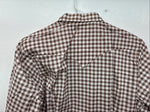 New Women’s Karman Brown Checkered Long Sleeve Pearl Snap Size 38 II-88