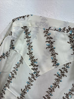 New Women’s White Horse White Floral Long Sleeve Pearl Snap Medium YY-80