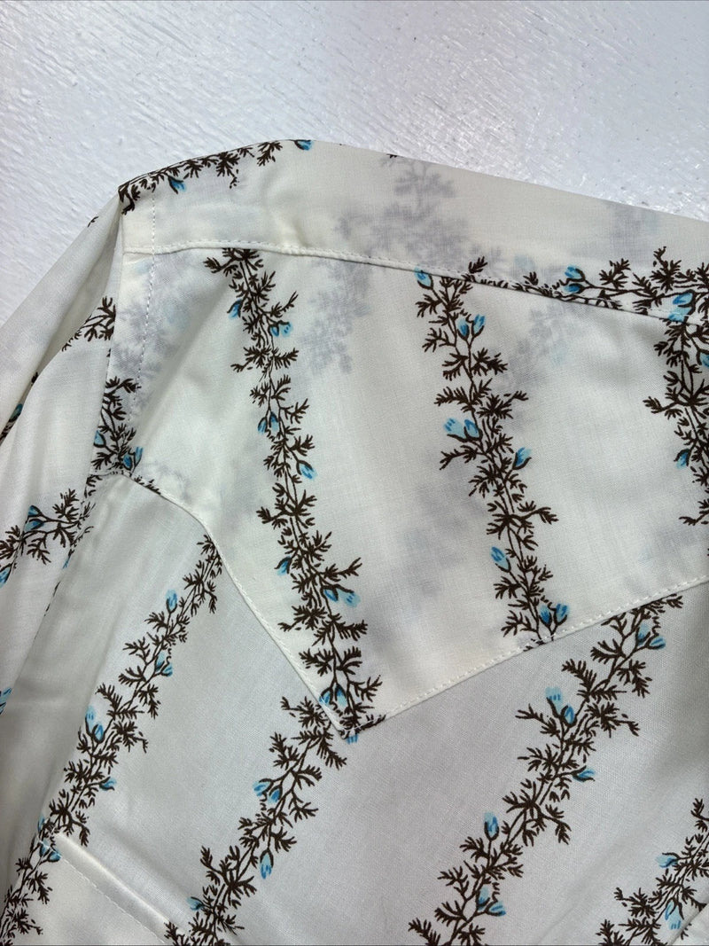 New Women’s White Horse White Floral Long Sleeve Pearl Snap Medium YY-80