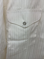 New Men’s Mesquite Off White Stripe Long Sleeve Pearl Snap 2XL H-44