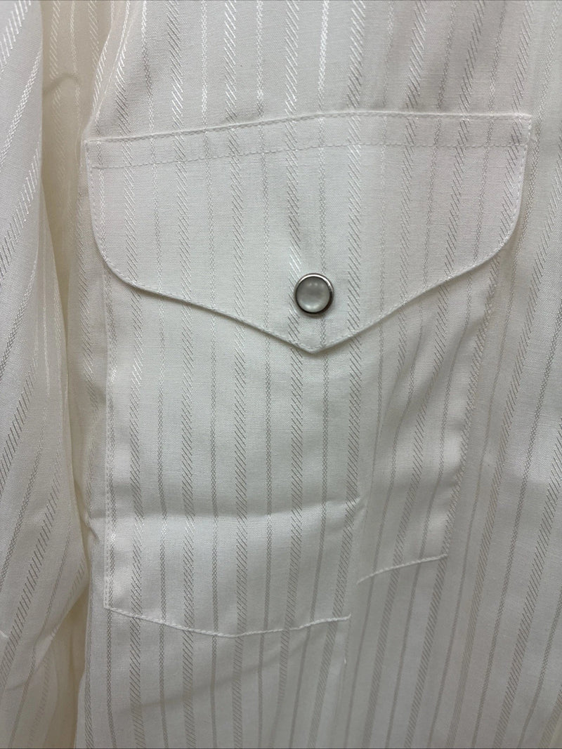 New Men’s Mesquite Off White Stripe Long Sleeve Pearl Snap 2XL H-44