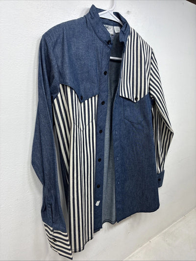 New Women’s Cowboy Threads Jean Stripe Long Sleeve Button Up Size 16 TT-21
